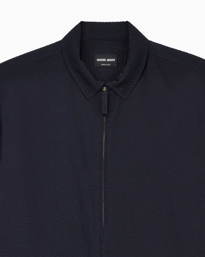 Seersucker shirt  in cotton with a slim fit and zip
