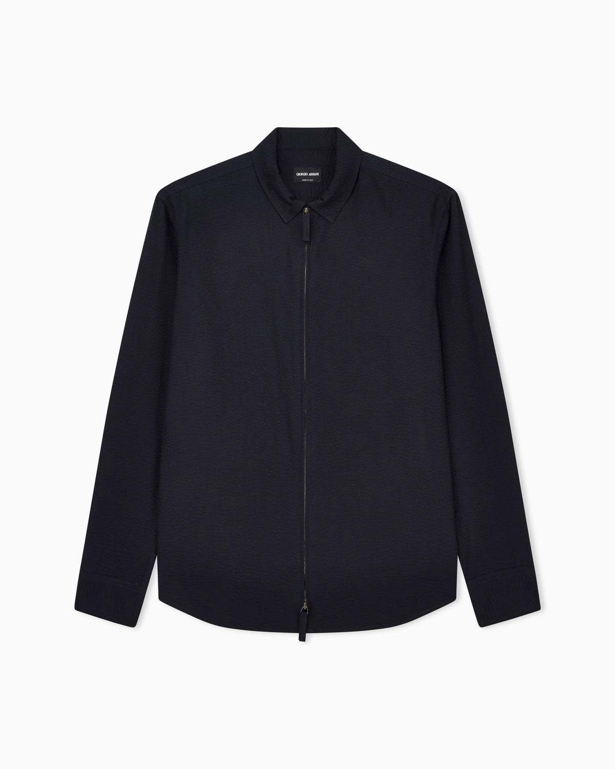 Seersucker shirt  in cotton with a slim fit and zip