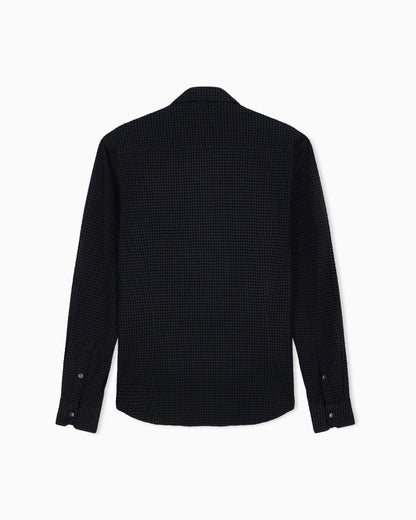 Slim-fit shirt in cotton with full zip and flocked print
