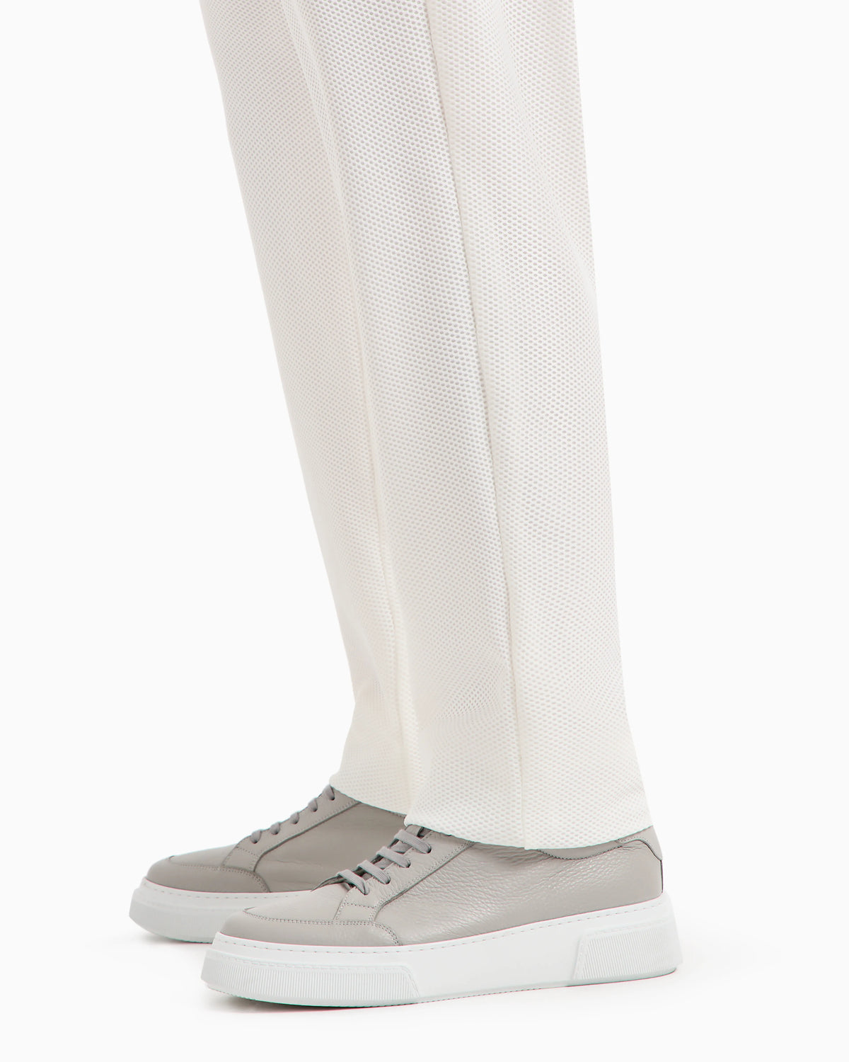 Technical waffle flat-front trousers