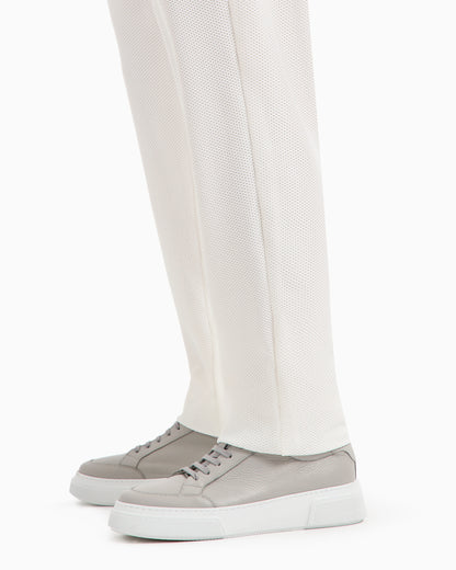 Technical waffle flat-front trousers