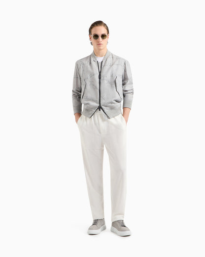 Technical waffle flat-front trousers