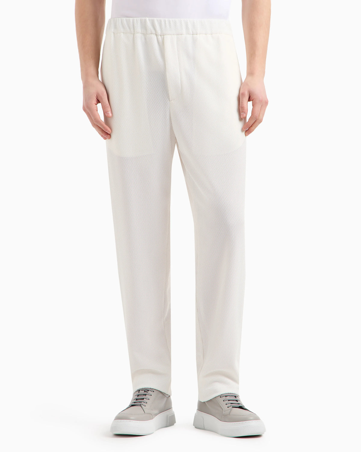 Technical waffle flat-front trousers