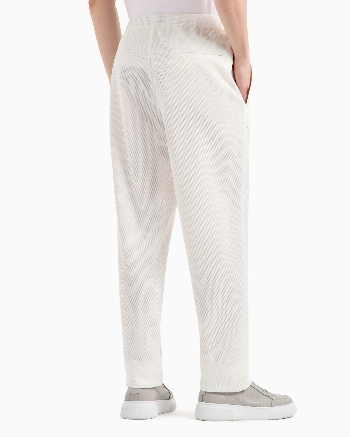 Technical waffle flat-front trousers