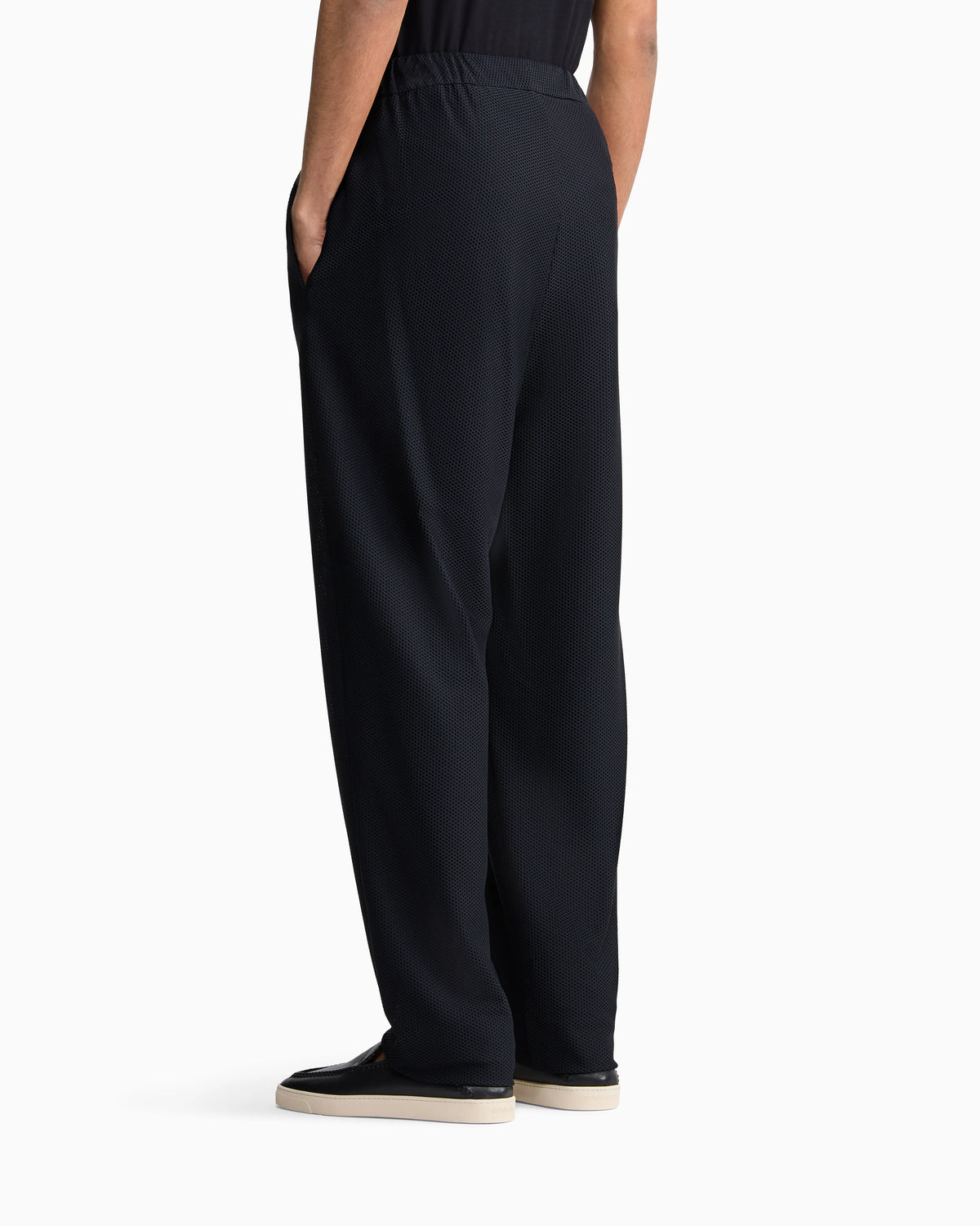 Technical waffle flat-front trousers