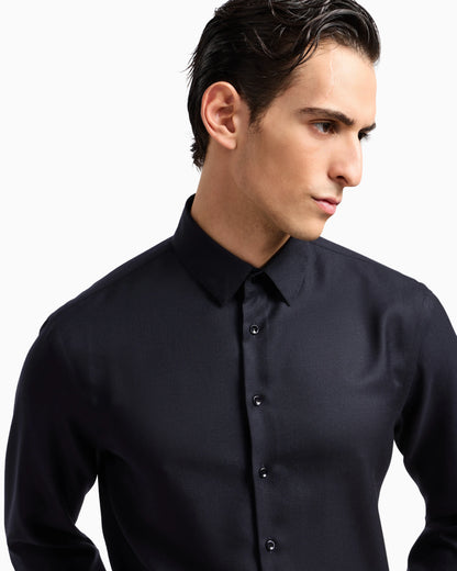Regular-fit shirt in cashmere and silk twill