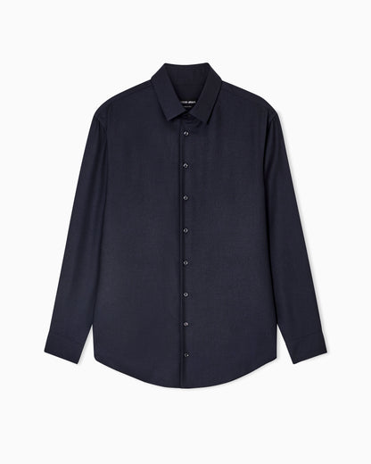Regular-fit shirt in cashmere and silk twill