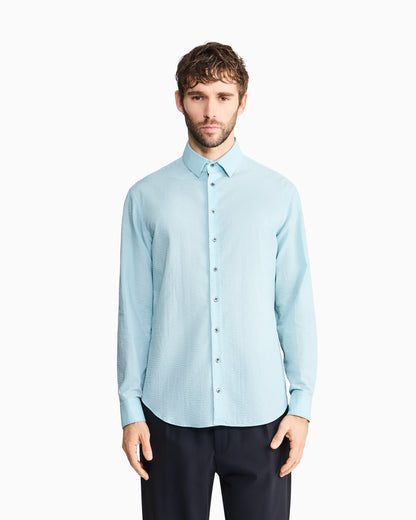 Regular fit cotton seersucker shirt