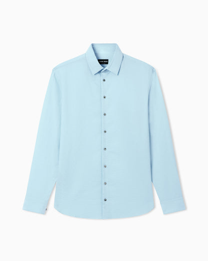 Regular fit cotton seersucker shirt