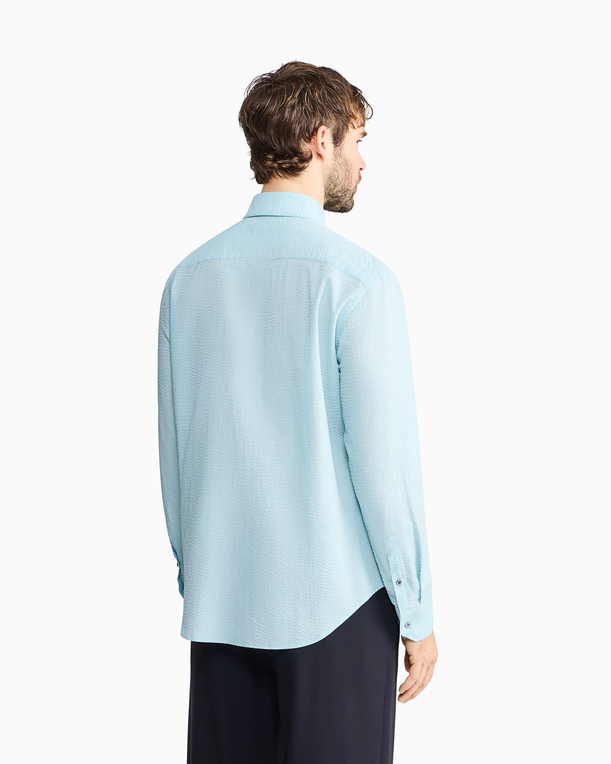 Regular fit cotton seersucker shirt