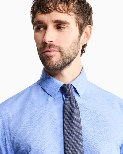 Regular fit cotton seersucker shirt