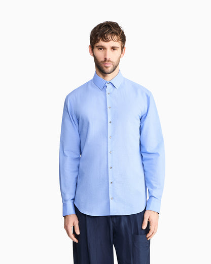 Regular fit cotton seersucker shirt