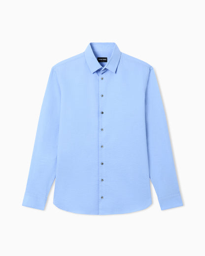 Regular fit cotton seersucker shirt