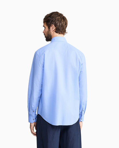 Regular fit cotton seersucker shirt