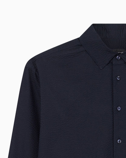 Regular fit cotton seersucker shirt