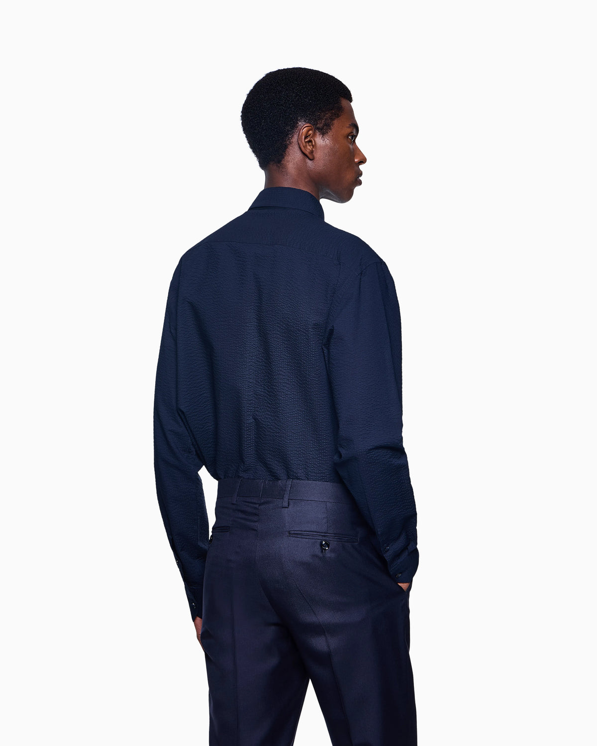 Regular fit cotton seersucker shirt