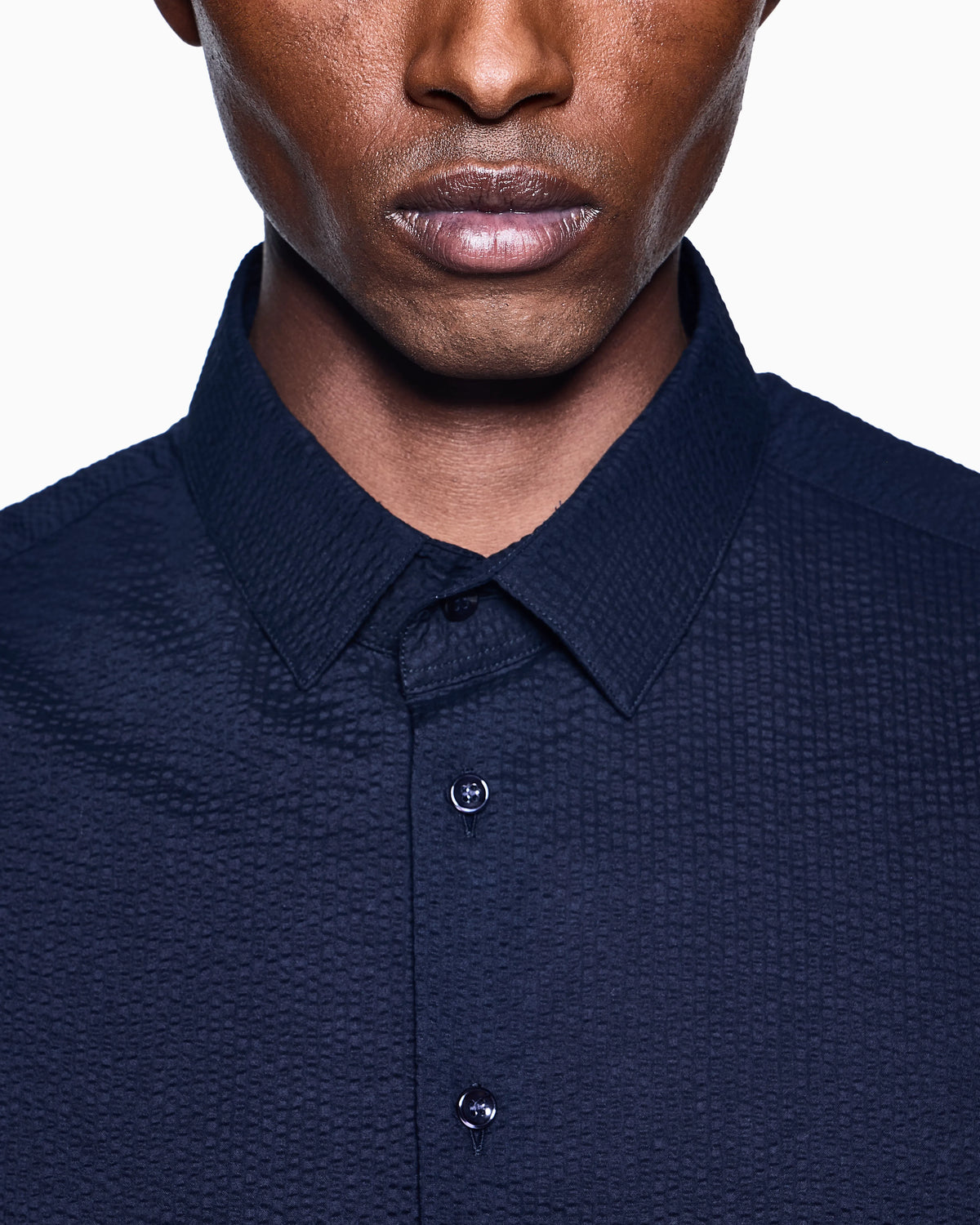 Regular fit cotton seersucker shirt
