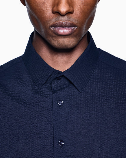 Regular fit cotton seersucker shirt