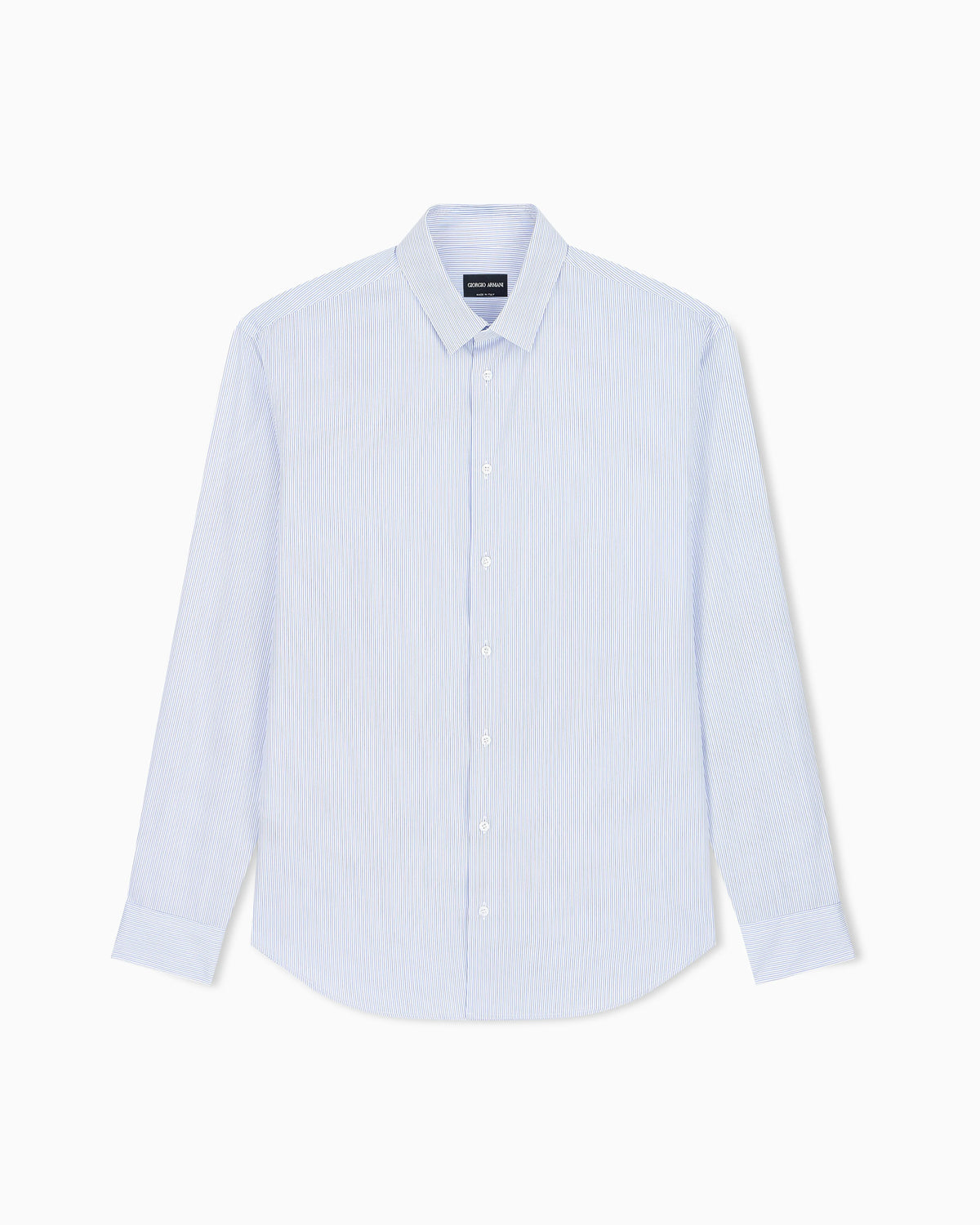 Regular fit striped cotton shirt with a small point collar
