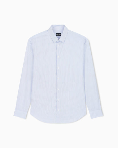 Regular fit striped cotton shirt with a small point collar