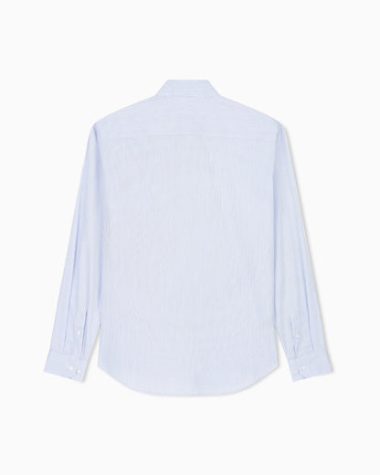 Regular fit striped cotton shirt with a small point collar