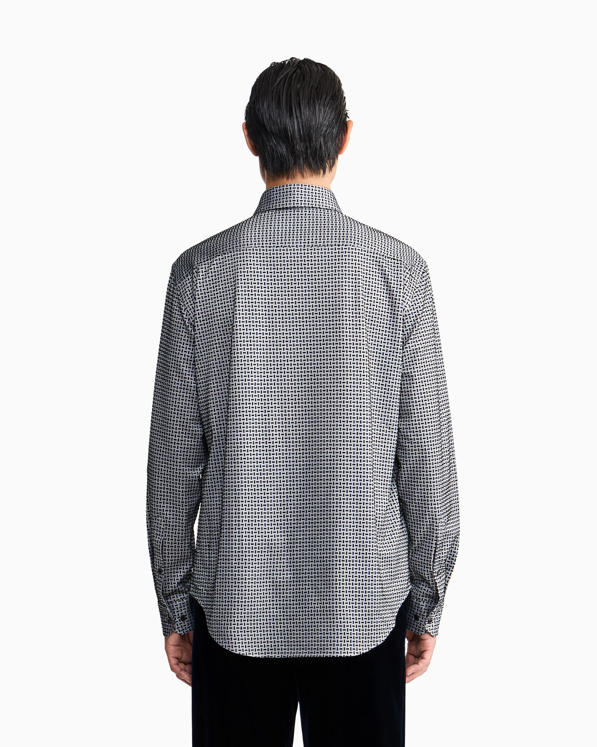 Regular fit cotton jersey shirt with geometric flock print