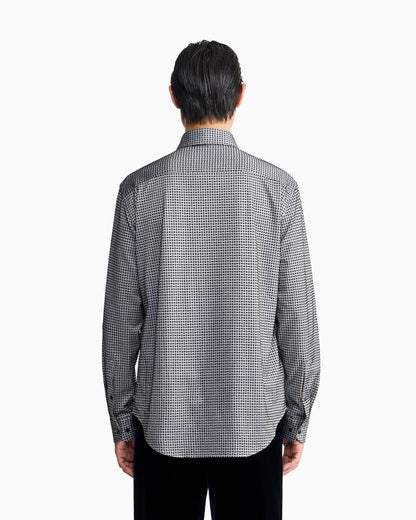 Regular fit cotton jersey shirt with geometric flock print