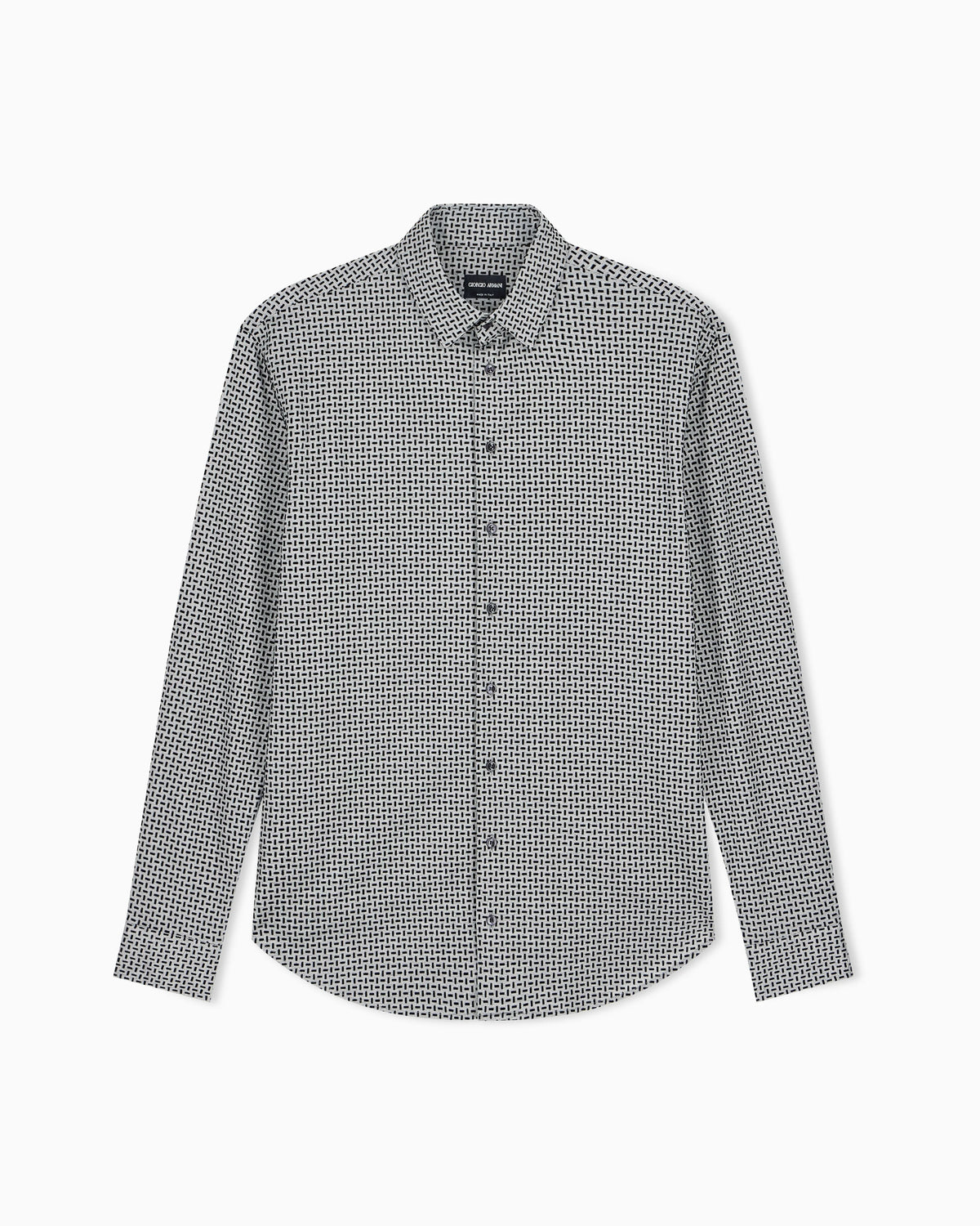 Regular fit cotton jersey shirt with geometric flock print