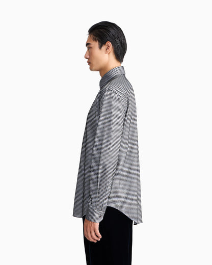 Regular fit cotton jersey shirt with geometric flock print