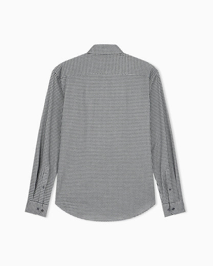 Regular fit cotton jersey shirt with geometric flock print
