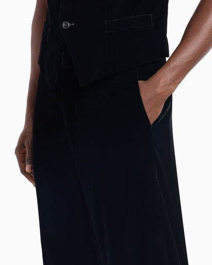 Velvet, flat-front trousers