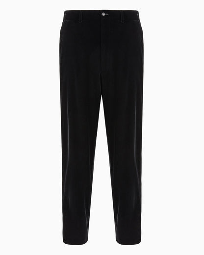 Velvet, flat-front trousers