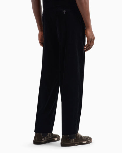 Velvet, flat-front trousers