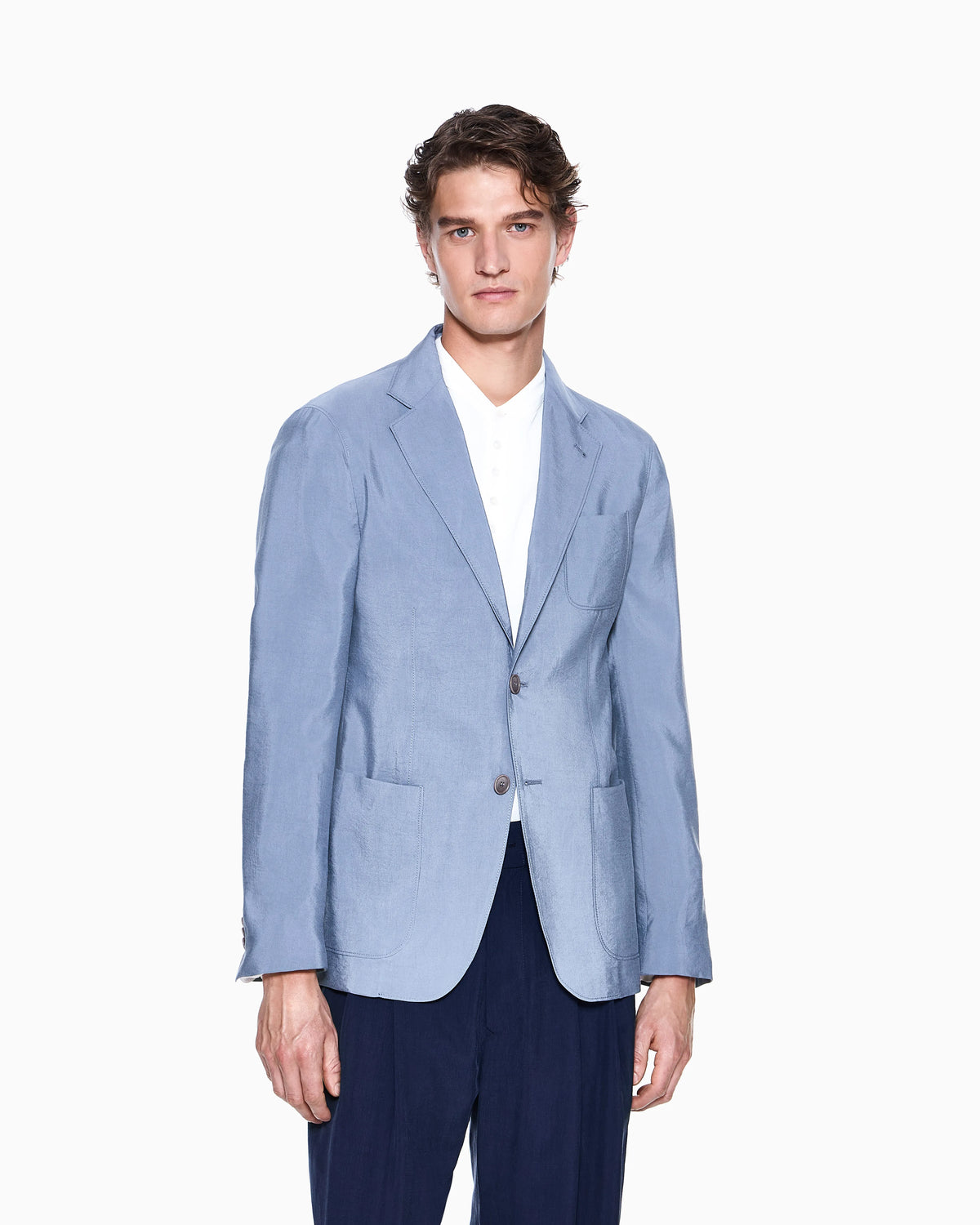 Upton single-breasted blazer in washed silk with two buttons