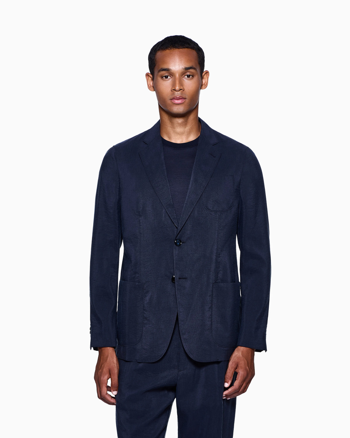 Upton single-breasted blazer in washed silk with two buttons