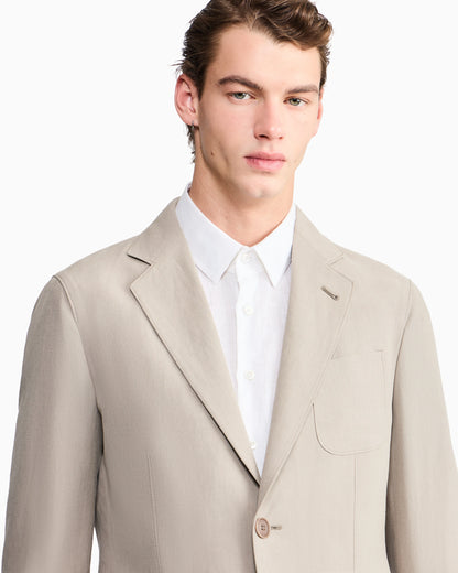 Upton Line single-breasted jacket in linen canvas