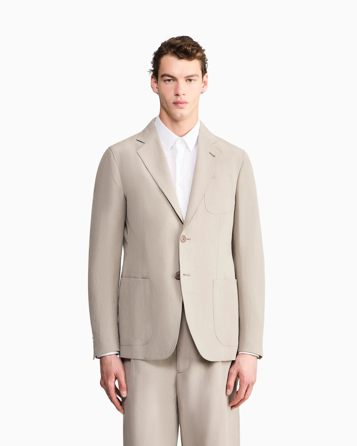 Upton Line single-breasted jacket in linen canvas