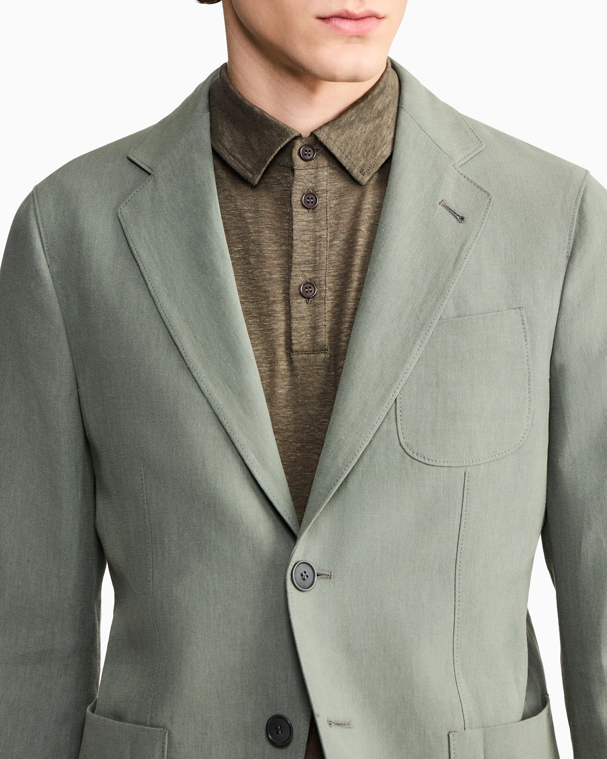 Upton Line single-breasted jacket in linen canvas