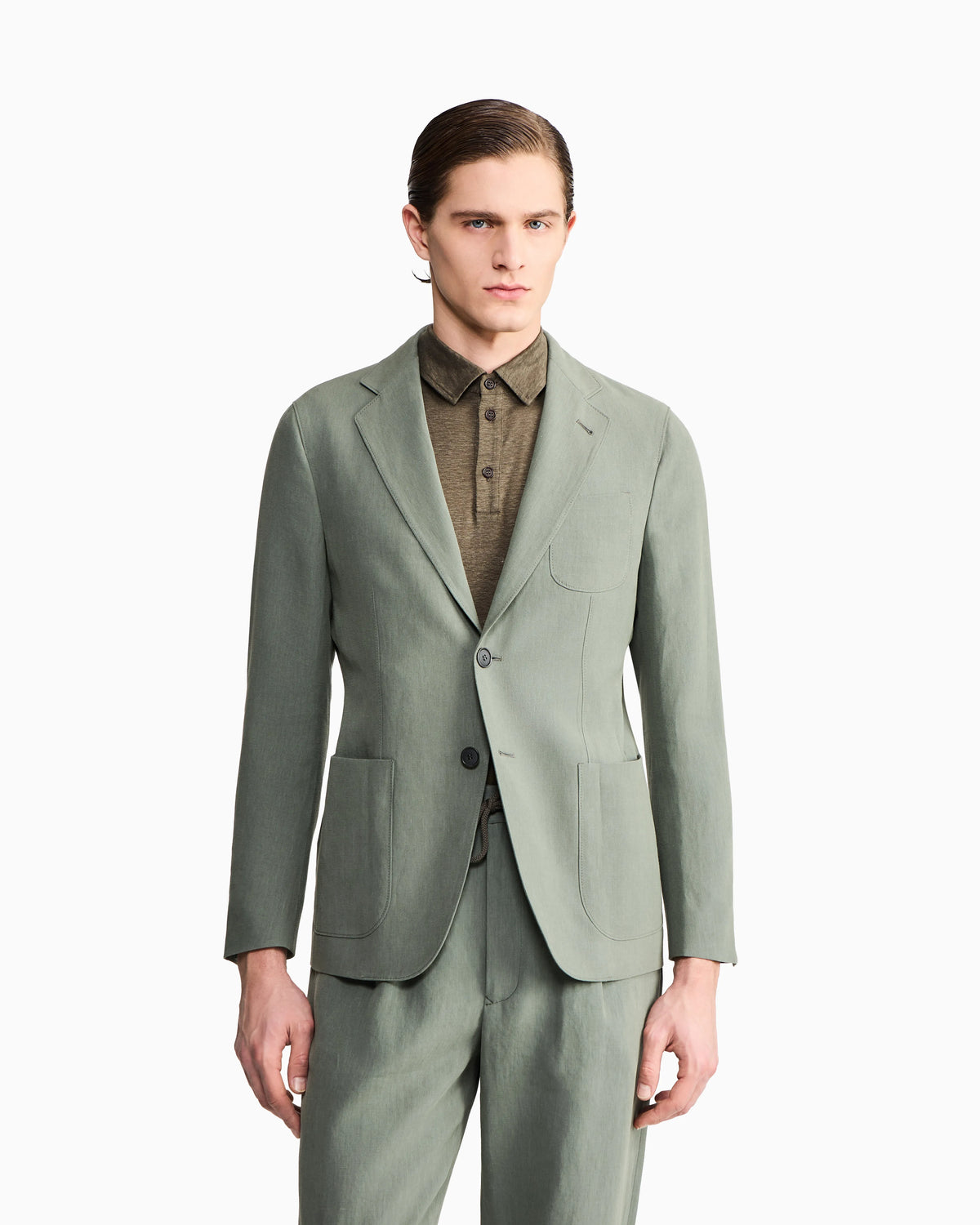 Upton Line single-breasted jacket in linen canvas