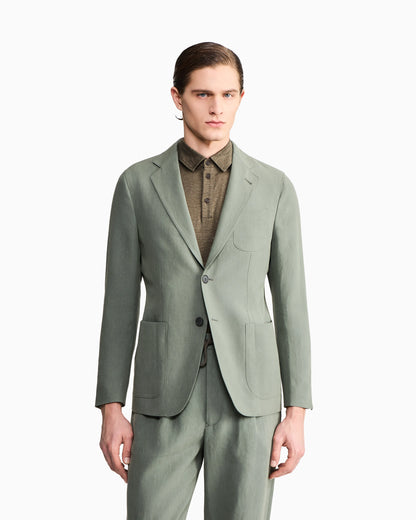 Upton Line single-breasted jacket in linen canvas