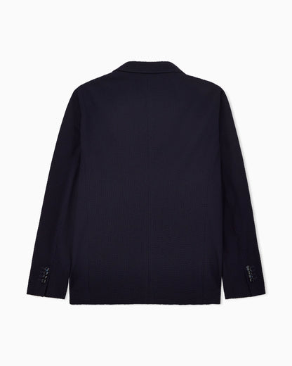 Upton line single-breasted jacket in virgin wool and cashmere seersucker