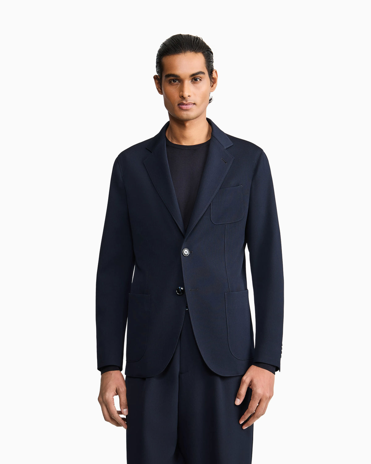 Upton line single-breasted jacket in virgin wool canneté