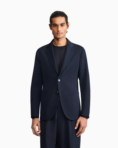 Upton line single-breasted jacket in virgin wool canneté