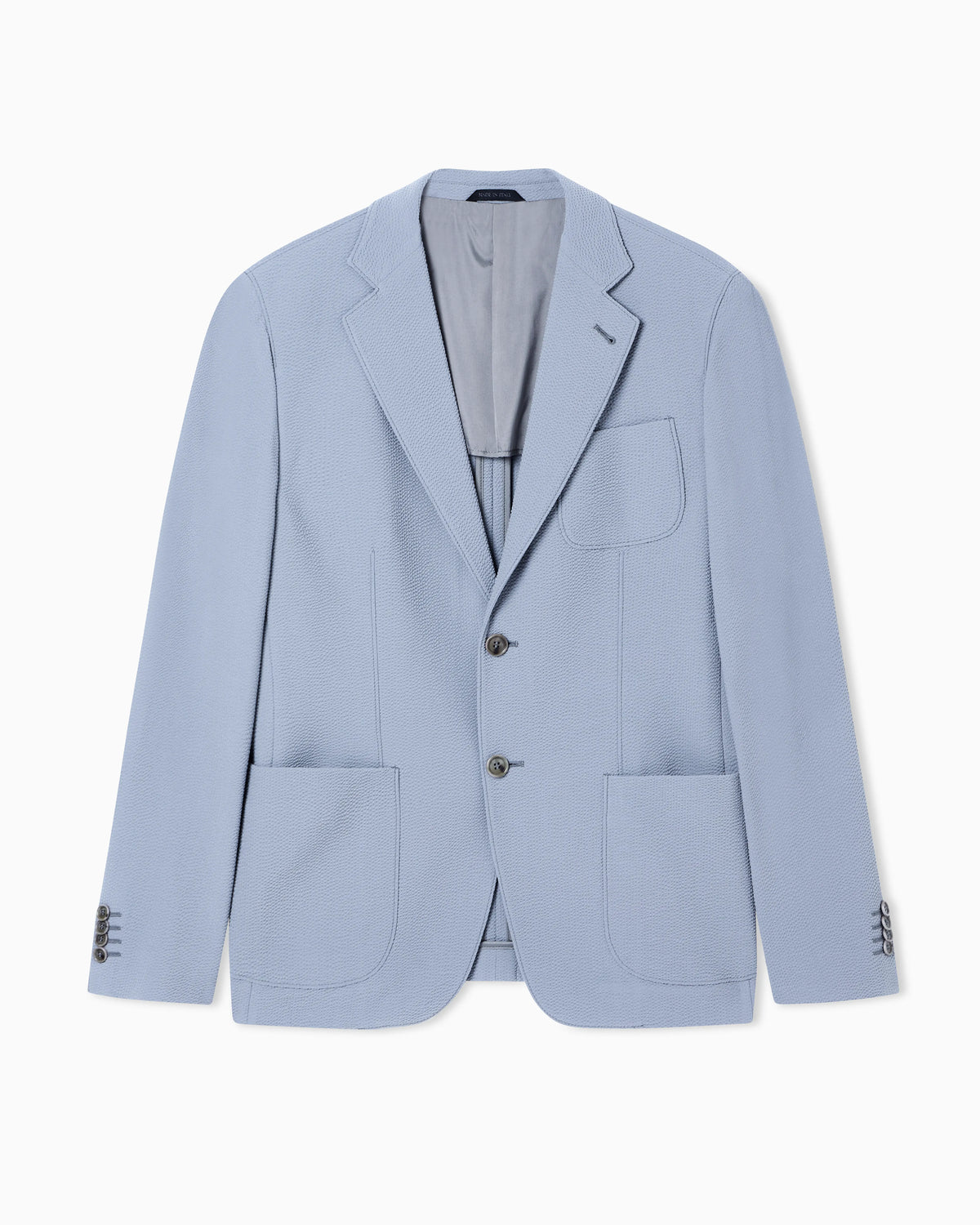 Single-breasted virgin wool seersucker jacket