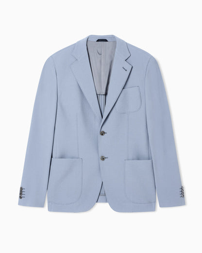 Single-breasted virgin wool seersucker jacket