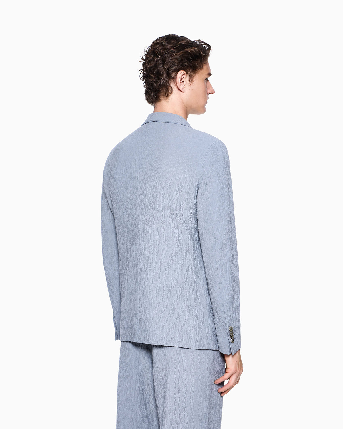 Single-breasted virgin wool seersucker jacket