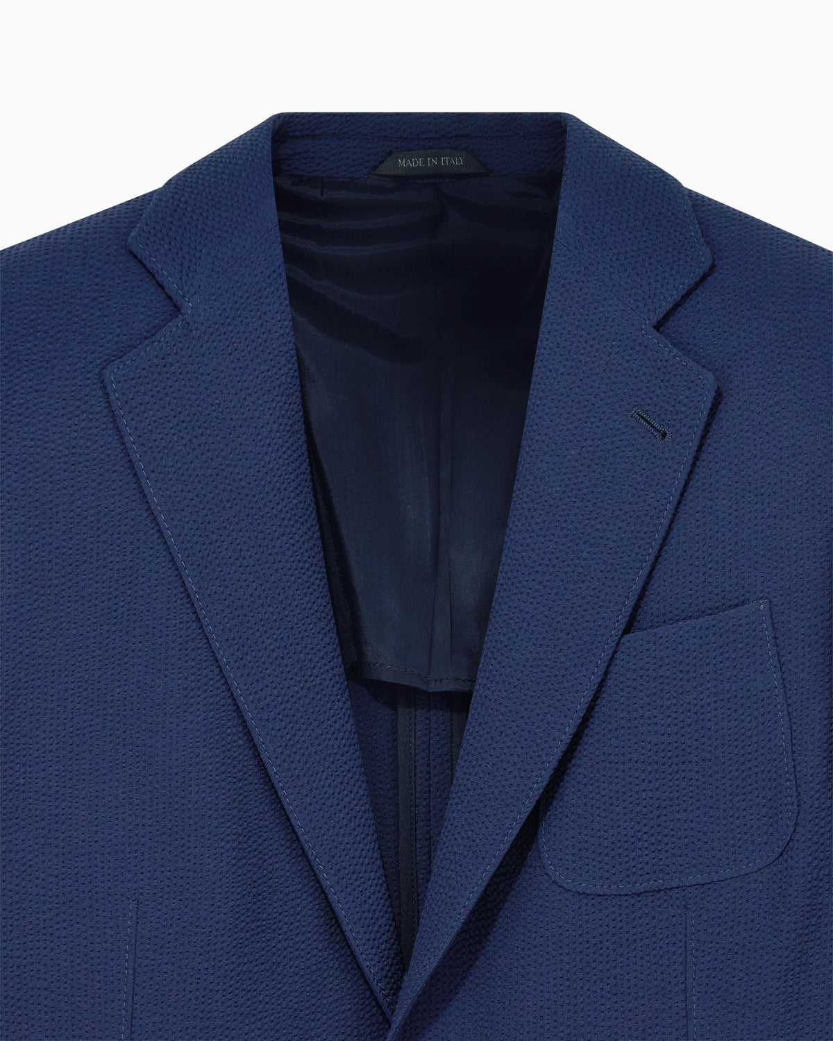 Single-breasted virgin wool seersucker jacket