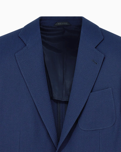 Single-breasted virgin wool seersucker jacket