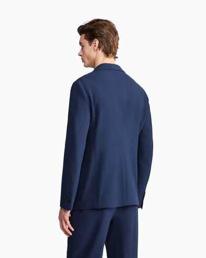 Single-breasted virgin wool seersucker jacket