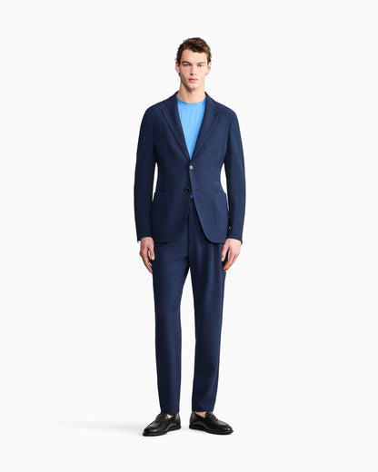 Single-breasted virgin wool seersucker jacket